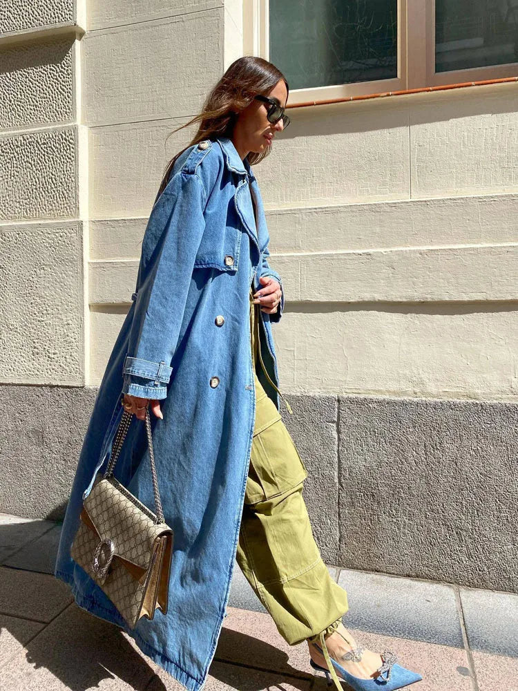Liliana | Women's Oversized Denim Trench Coat - Image 3