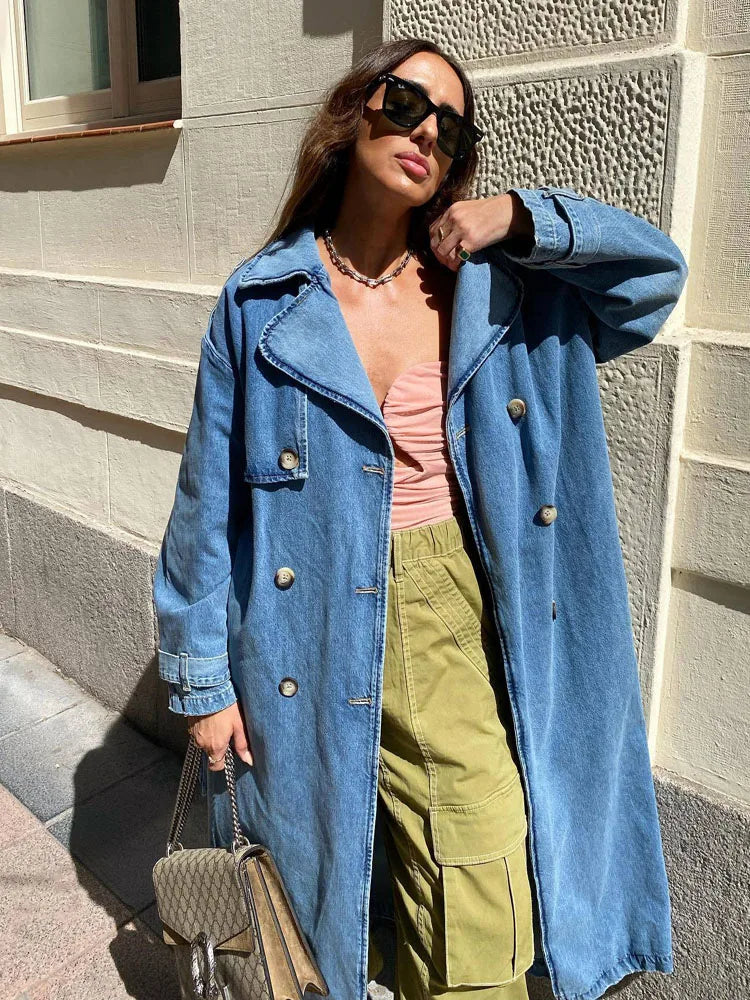 Liliana | Women's Oversized Denim Trench Coat - Image 2