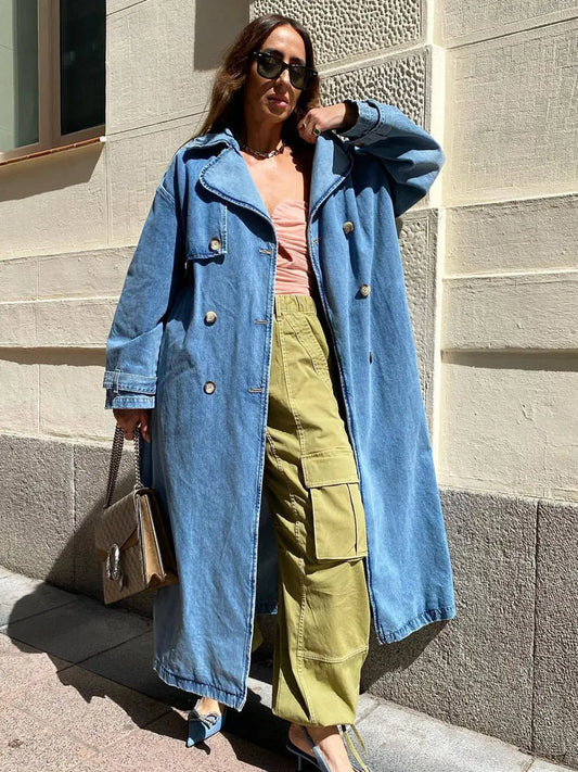 Liliana | Women's Oversized Denim Trench Coat - Image 1