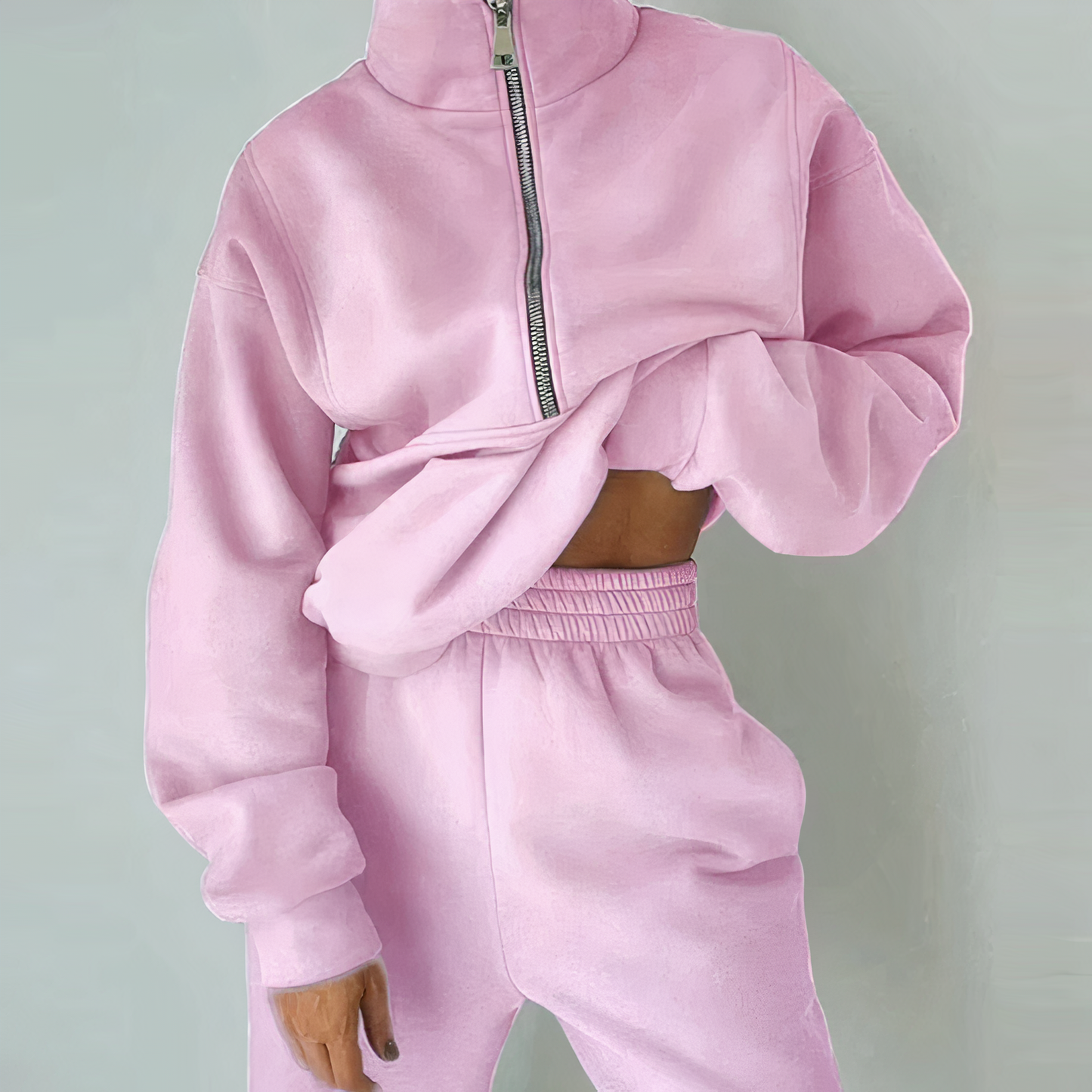 Daniela | Women's High Neck Sweat Set Two-Piece Set - Image 4