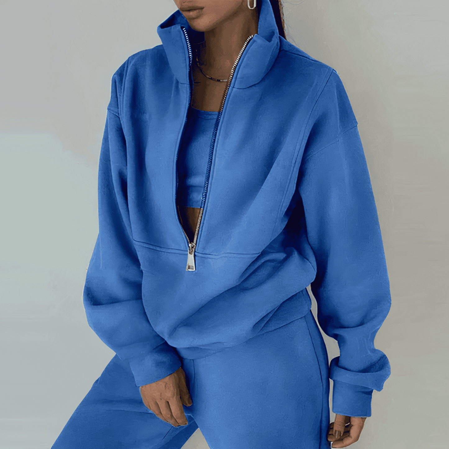 Daniela | Women's High Neck Sweat Set Two-Piece Set - Image 8