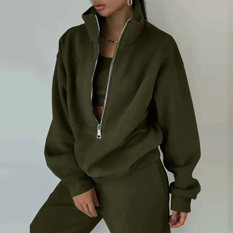 Daniela | Women's High Neck Sweat Set Two-Piece Set - Image 6