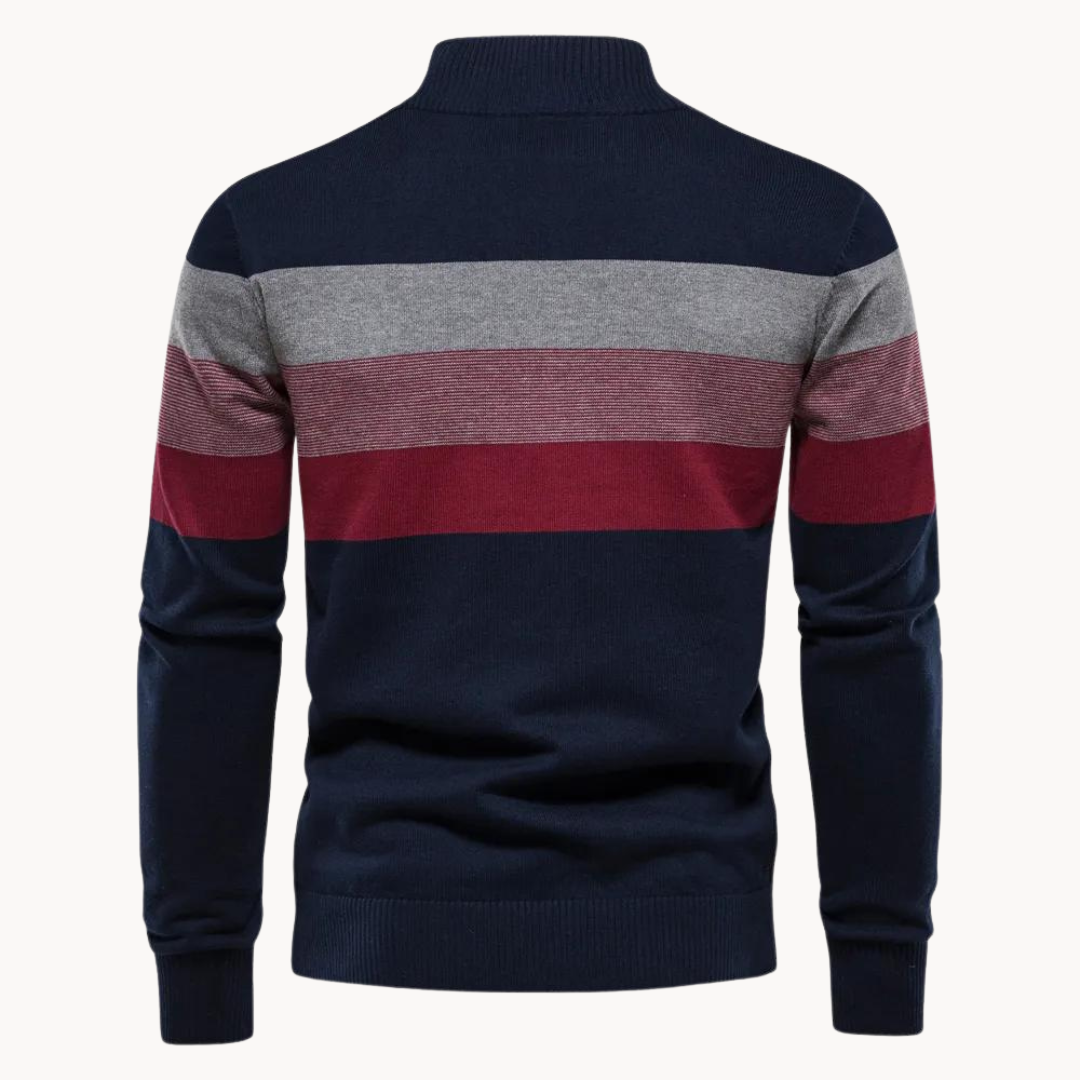 Kaden | Men's Quarter Zip Striped Sweater - Image 2
