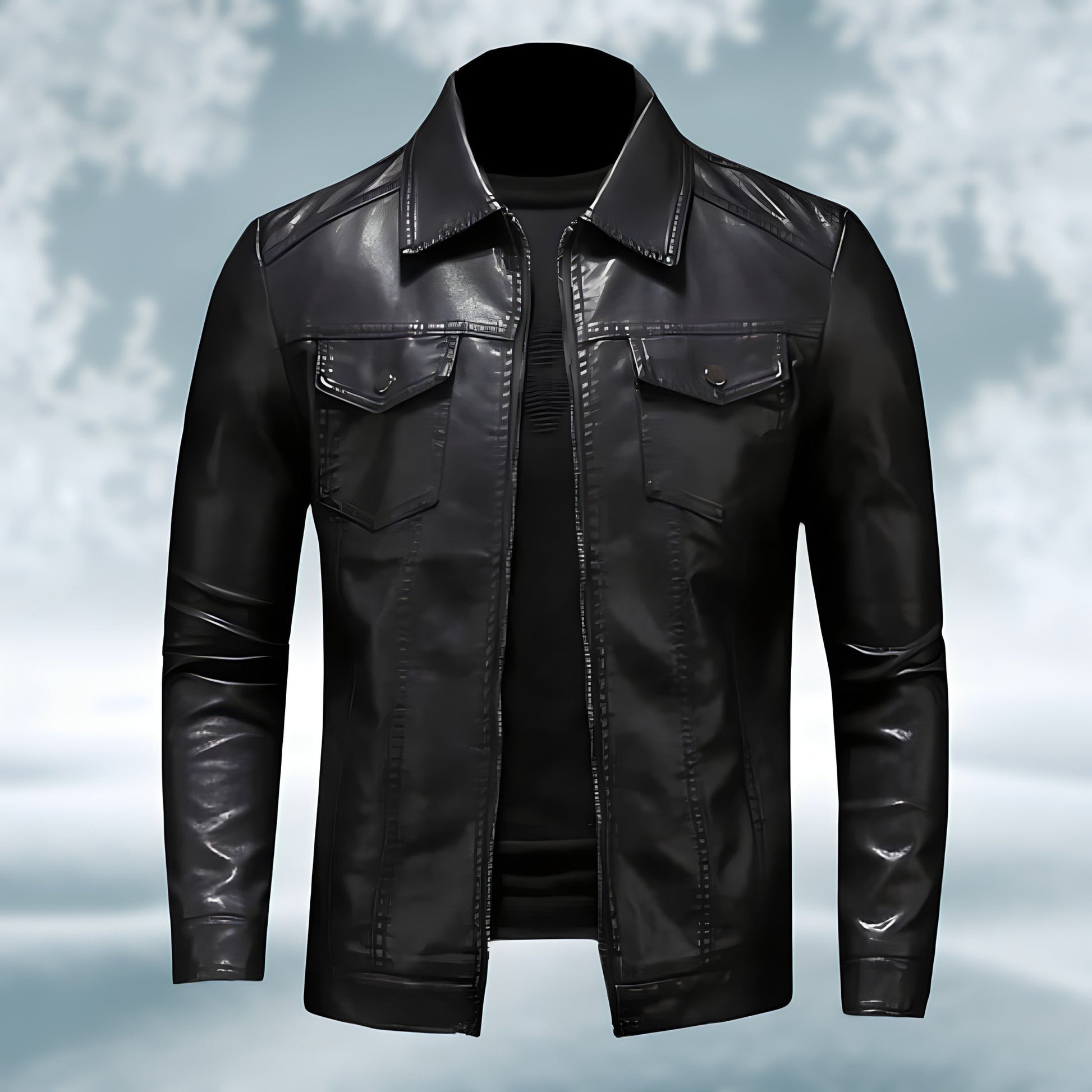 Justice | Men's Collared Leather Jacket - Image 2