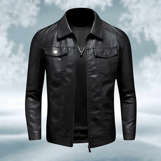 Justice | Men's Collared Leather Jacket - Image 1