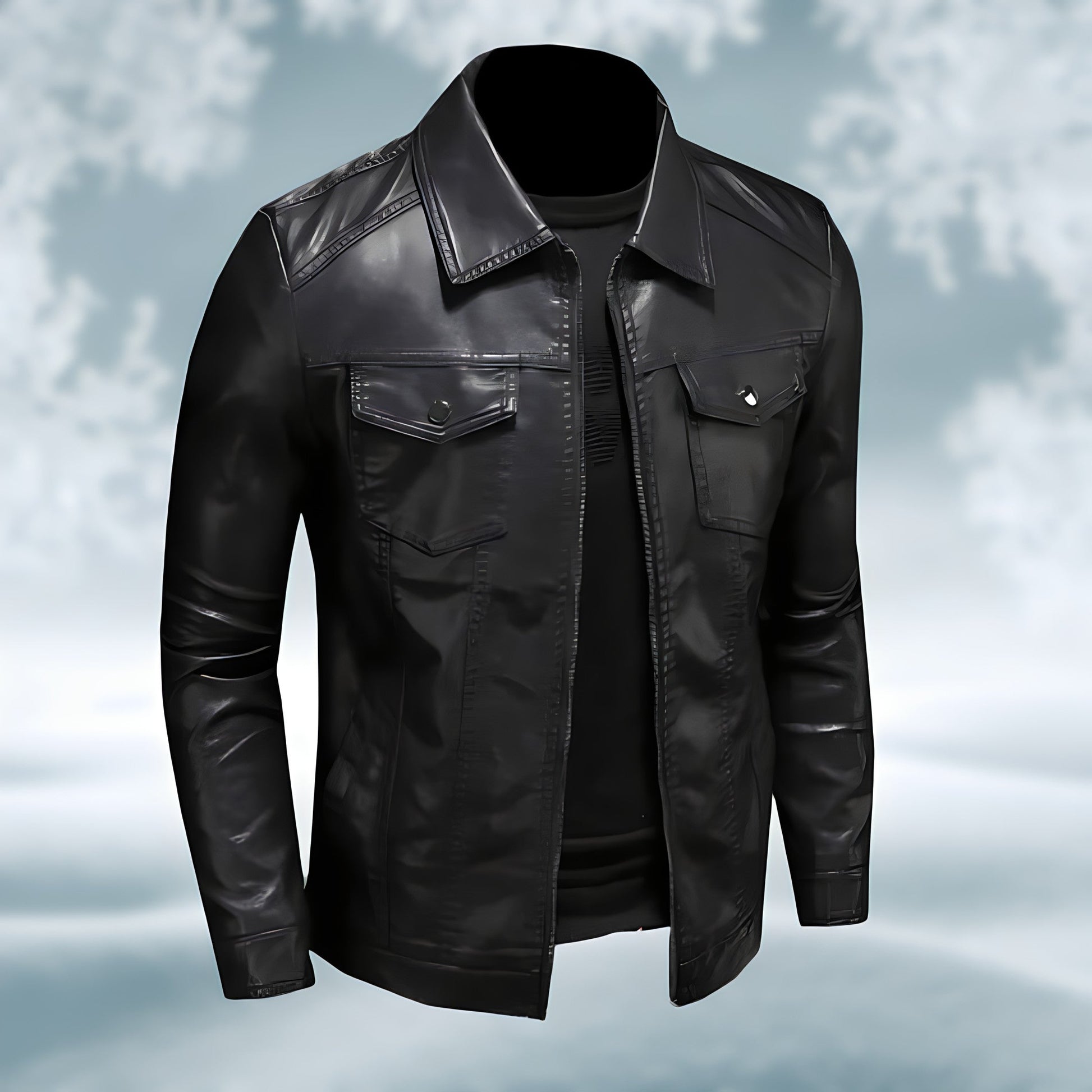Justice | Men's Collared Leather Jacket - Image 3