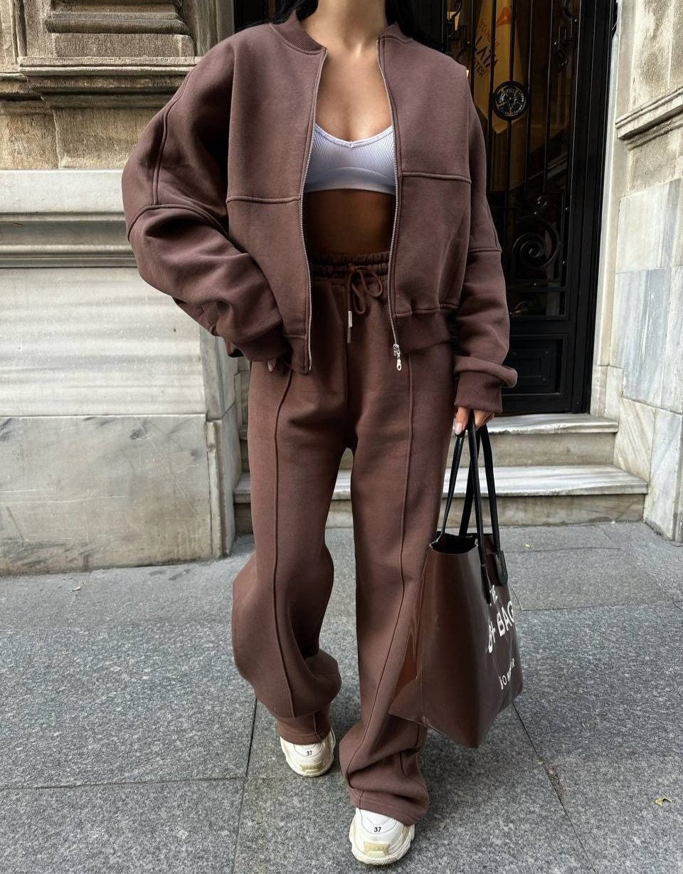 Charlotte | Women's Wide Leg Sweat Suit Outfit Set - Image 3