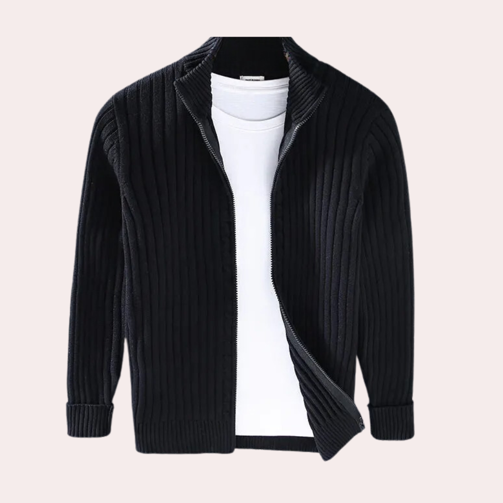 Chester | Men's Ribbed Knit Zip Up Jacket - Image 4