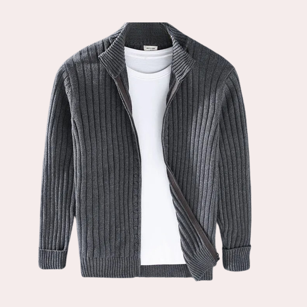 Chester | Men's Ribbed Knit Zip Up Jacket - Image 5