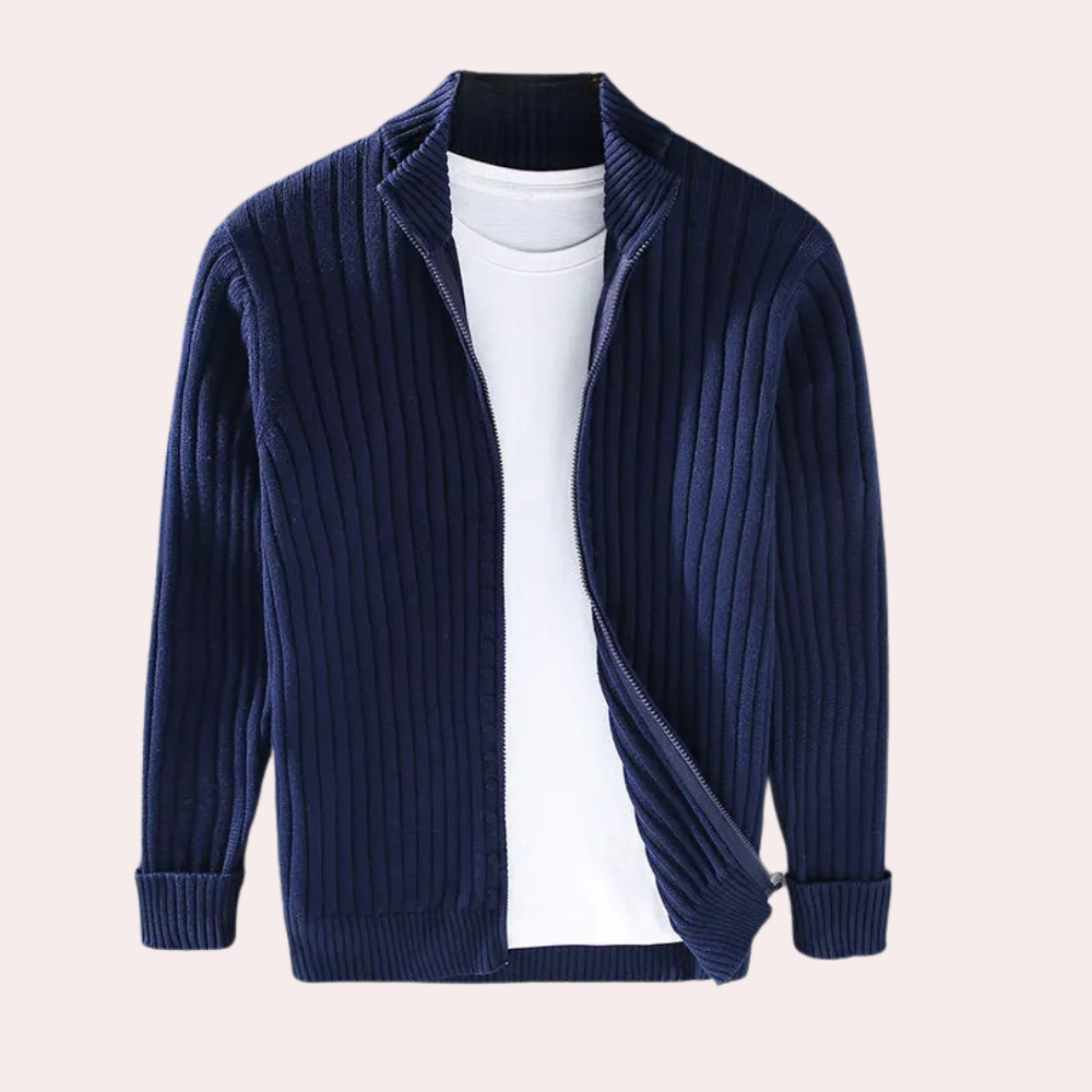 Chester | Men's Ribbed Knit Zip Up Jacket - Image 6