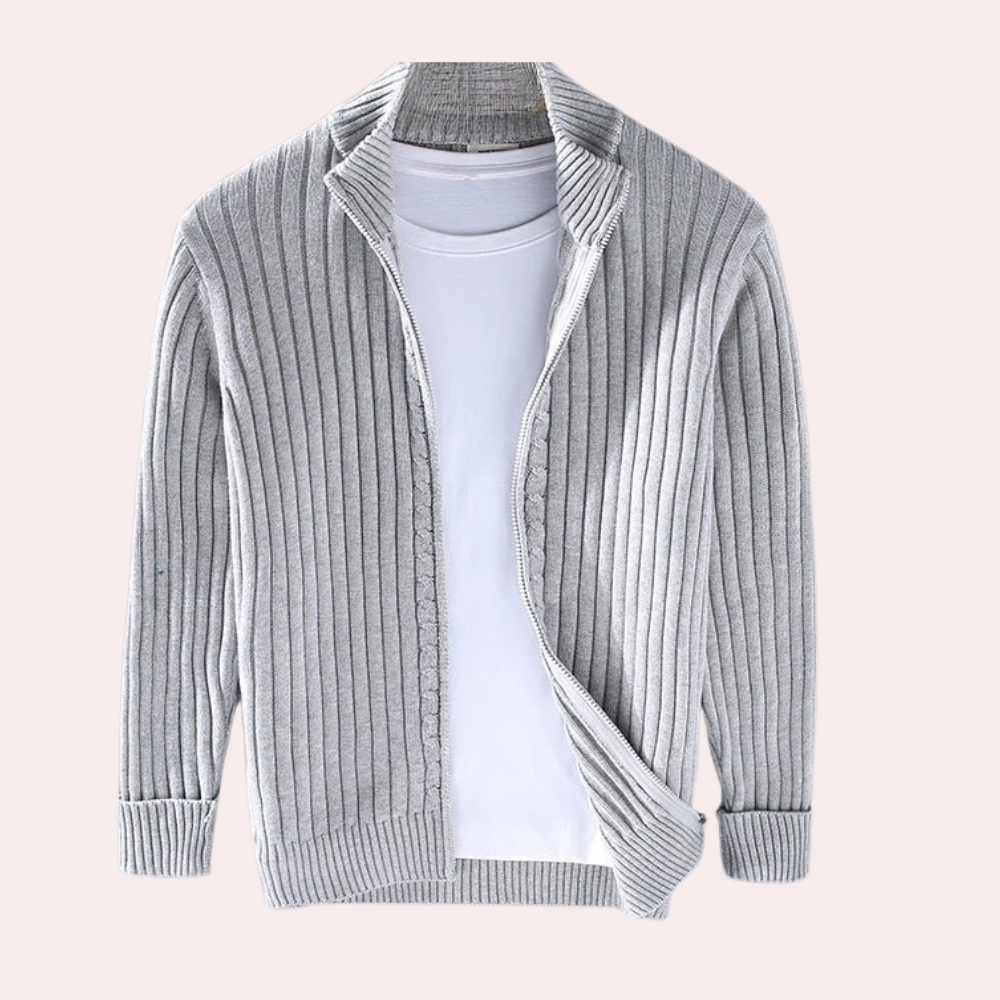 Chester | Men's Ribbed Knit Zip Up Jacket - Image 1