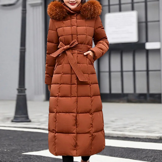 Mae | Women's Belted Long Puffer Coat - Image 1