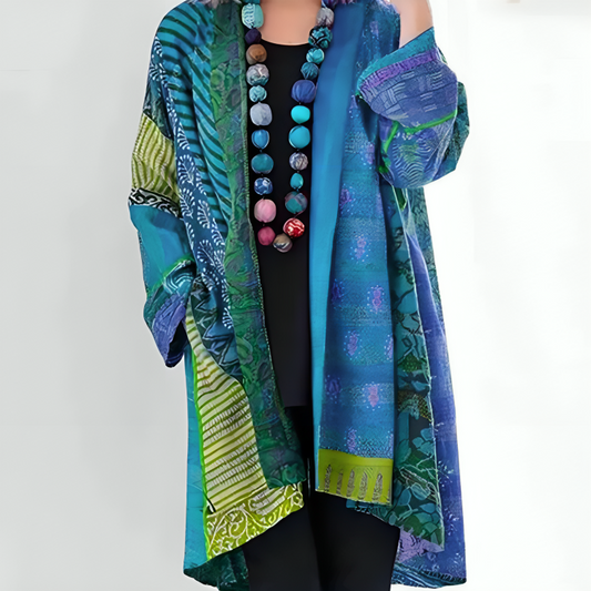 Riley | Women's Open Front Patchwork Jacket - Image 1