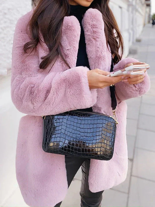 Daisy | Women's Open Front Faux Fur Coat - Image 1