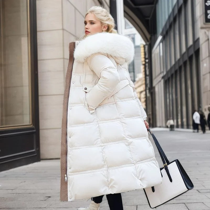 Morgan | Women's Long Puffer Coat with Fur Hood - Image 5