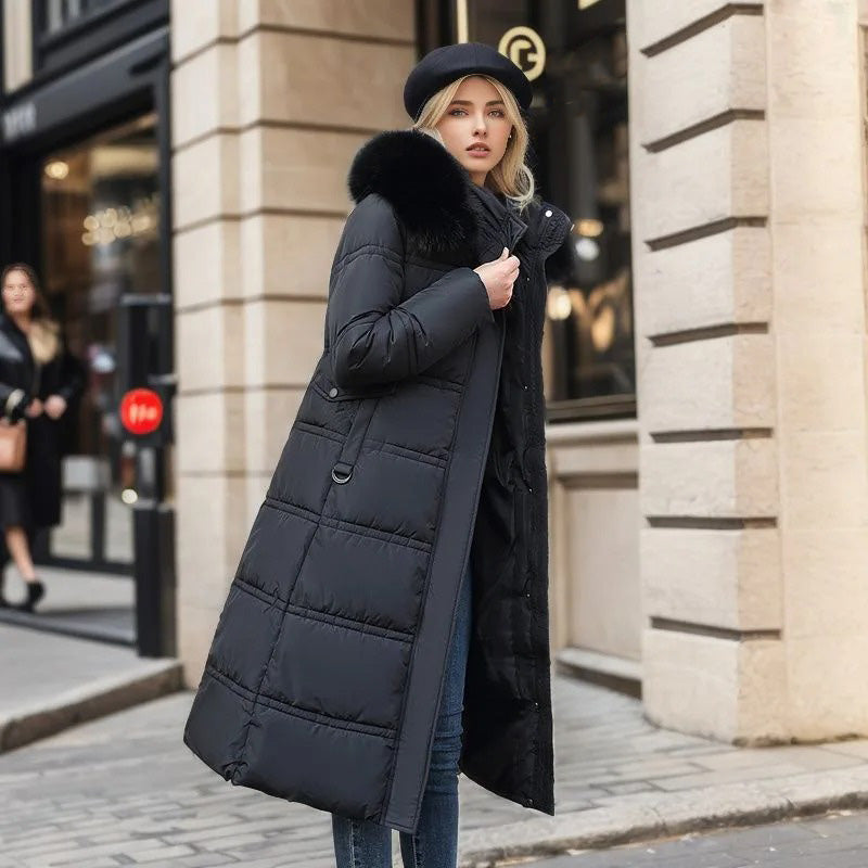 Morgan | Women's Long Puffer Coat with Fur Hood - Image 2