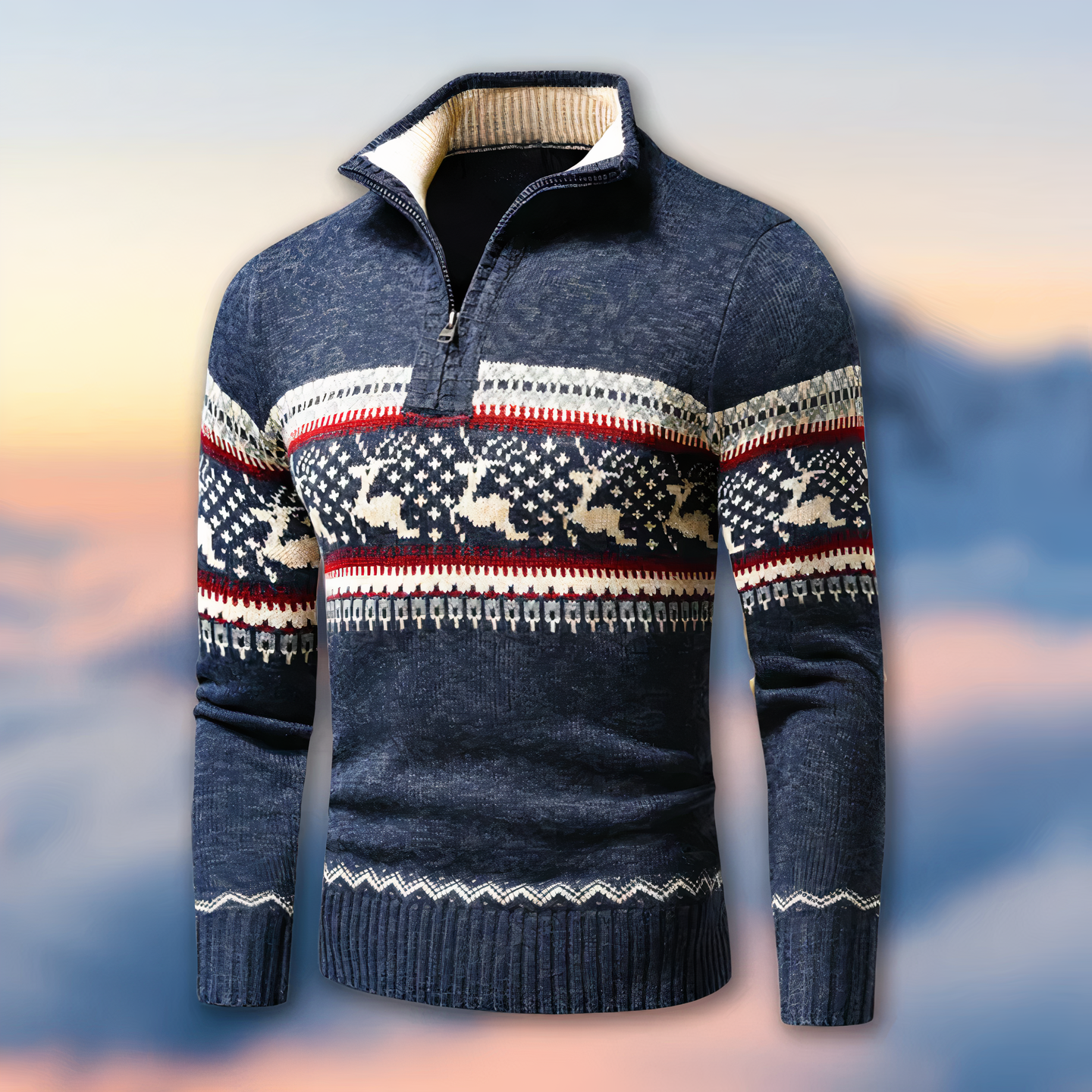 Clint | Men's Quarter-Zip Fair Isle Sweater - Image 2