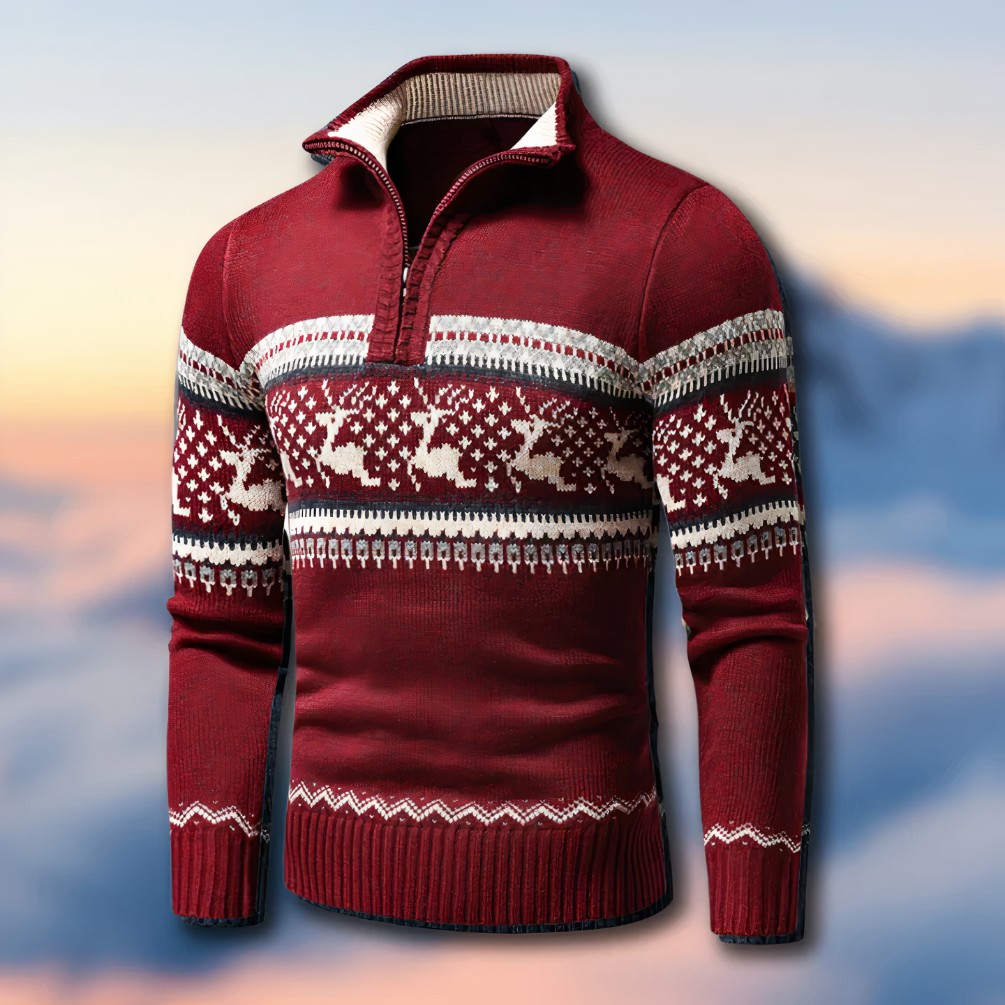 Clint | Men's Quarter-Zip Fair Isle Sweater - Image 1