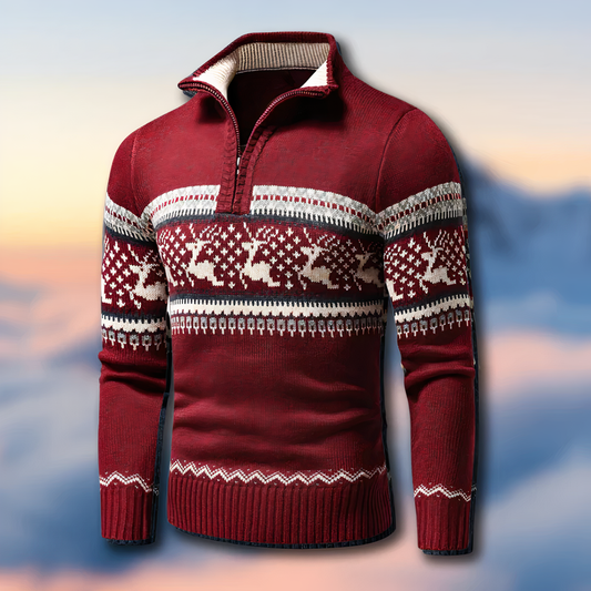 Clint | Men's Quarter-Zip Fair Isle Sweater - Image 1