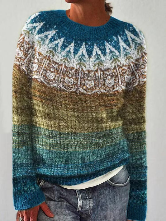 Holly | Women's Crew Neck Fair Isle Long Sleeve Sweater - Image 1