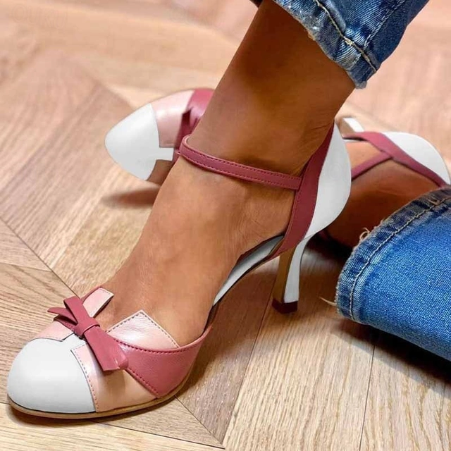 Women's Ankle Strap Mid Heel Shoes - Image 2