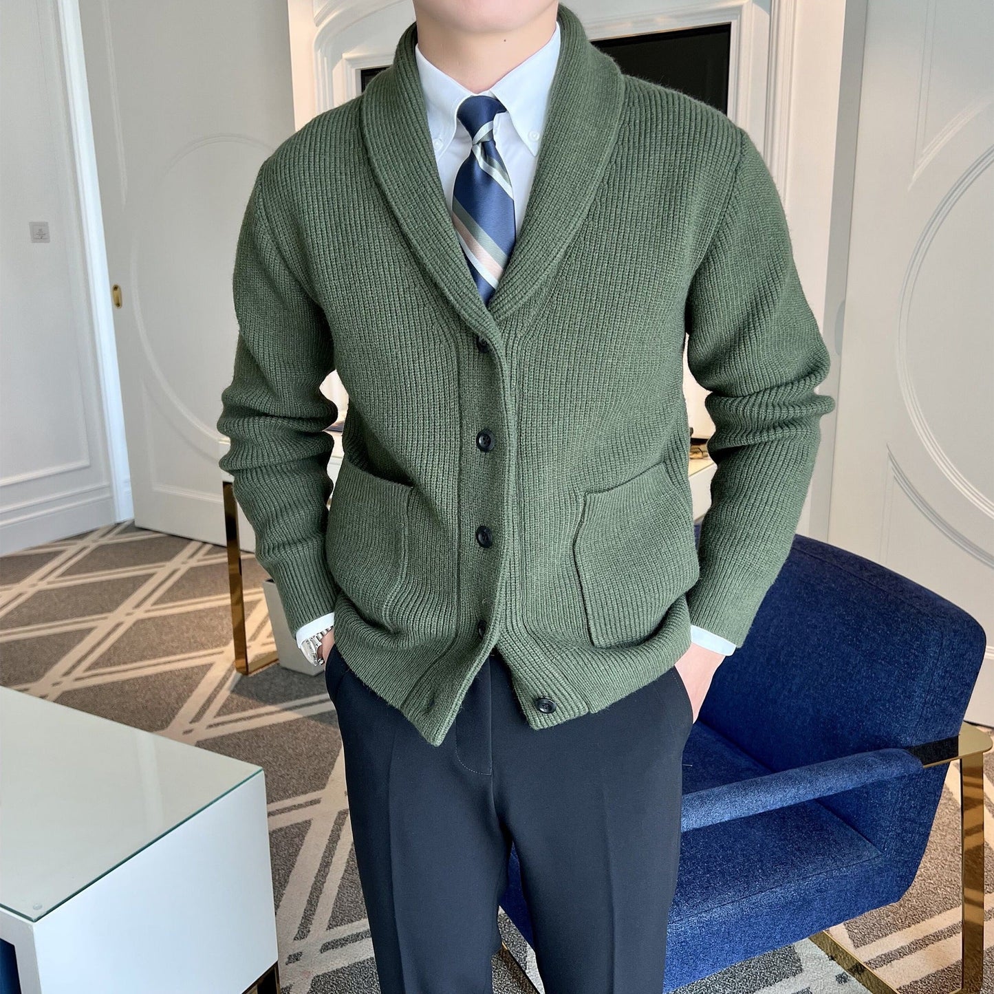 Sandy | Men's Button Front Cardigan - Image 4