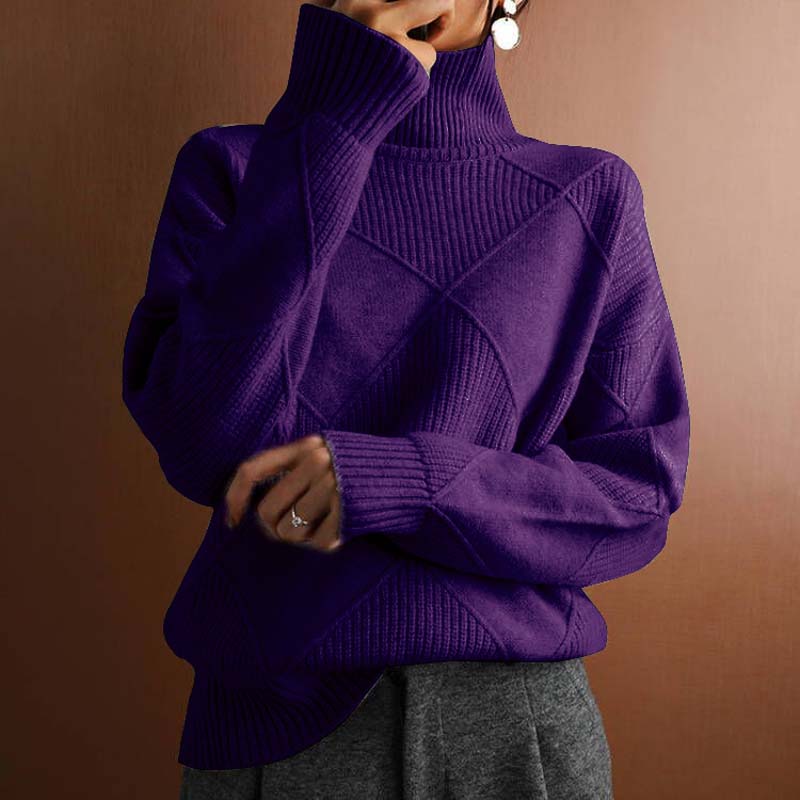 Peggy | Women's Turtleneck Diamond Pattern Sweater - Image 13