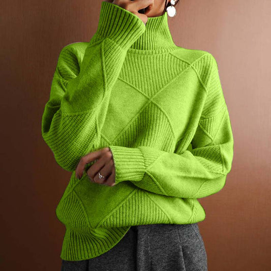 Peggy | Women's Turtleneck Diamond Pattern Sweater - Image 1