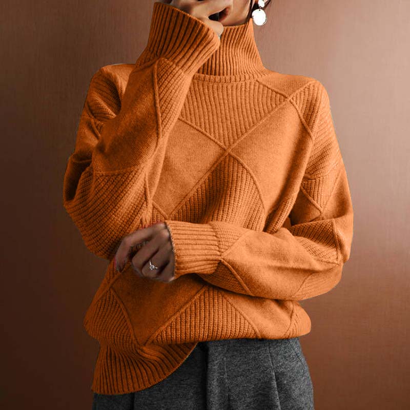 Peggy | Women's Turtleneck Diamond Pattern Sweater - Image 9