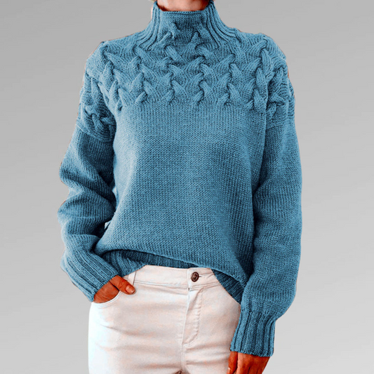 Rochelle | Women's Turtleneck Cable Knit Sweater - Image 1