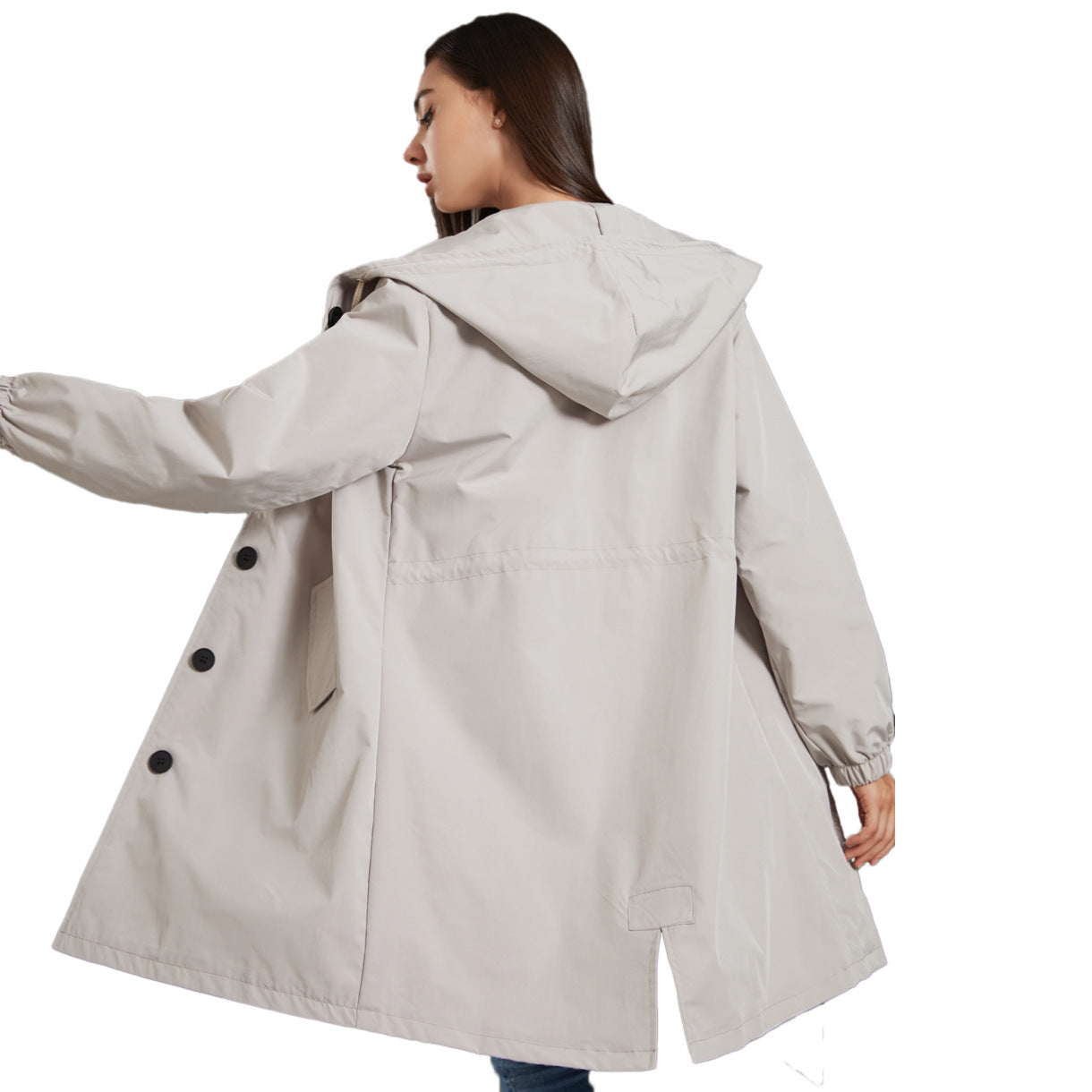 Jade | Women's Hooded A-Line Coat - Image 2