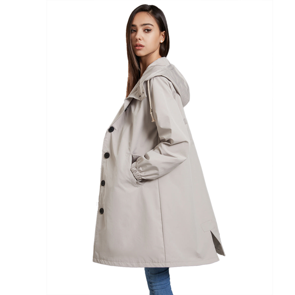 Jade | Women's Hooded A-Line Coat - Image 3
