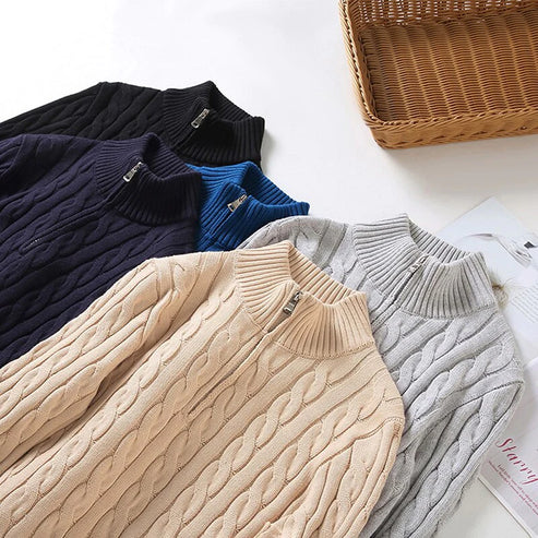 Elijah | Men's Quarter-Zip Cable Knit Sweater - Image 5