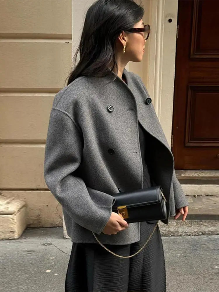 Amber | Women's Oversized Double Breasted Jacket - Image 4