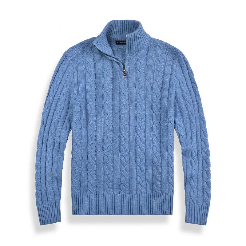 Elijah | Men's Quarter-Zip Cable Knit Sweater - Image 7