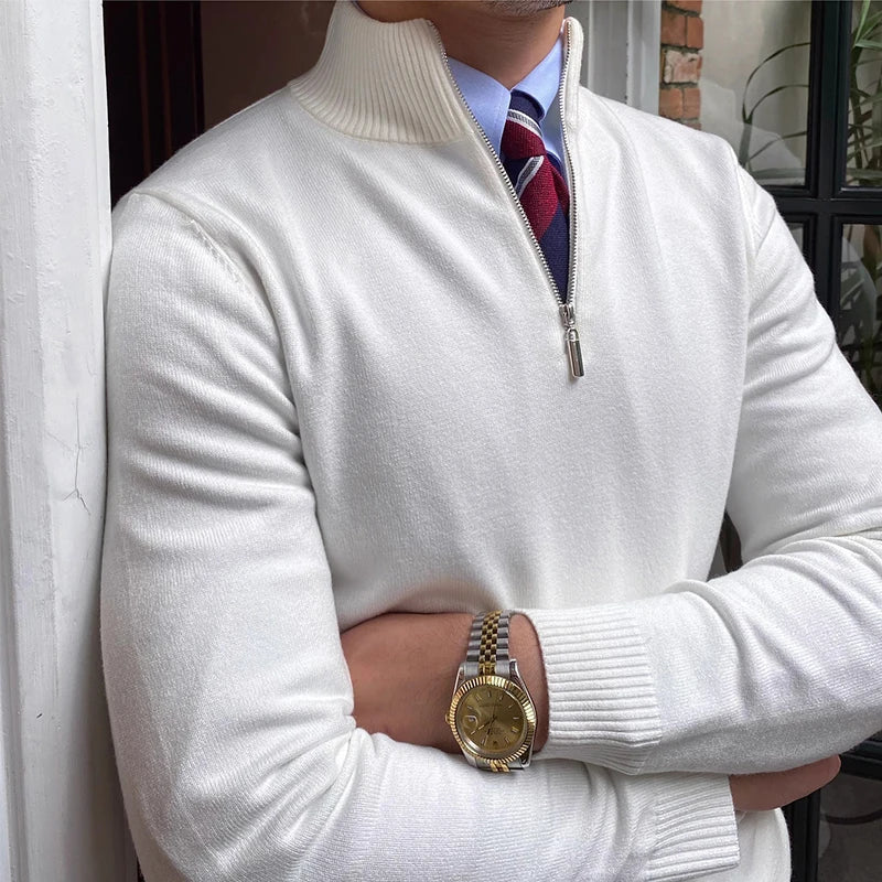 Shawn | Men's Mock Neck Quarter Zip Sweater - Image 4
