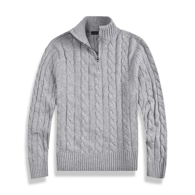 Elijah | Men's Quarter-Zip Cable Knit Sweater - Image 6