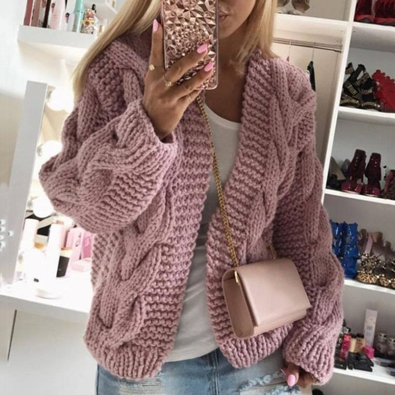 Elaine | Women's Oversized Open Front Chunky Knit Cardigan - Image 2