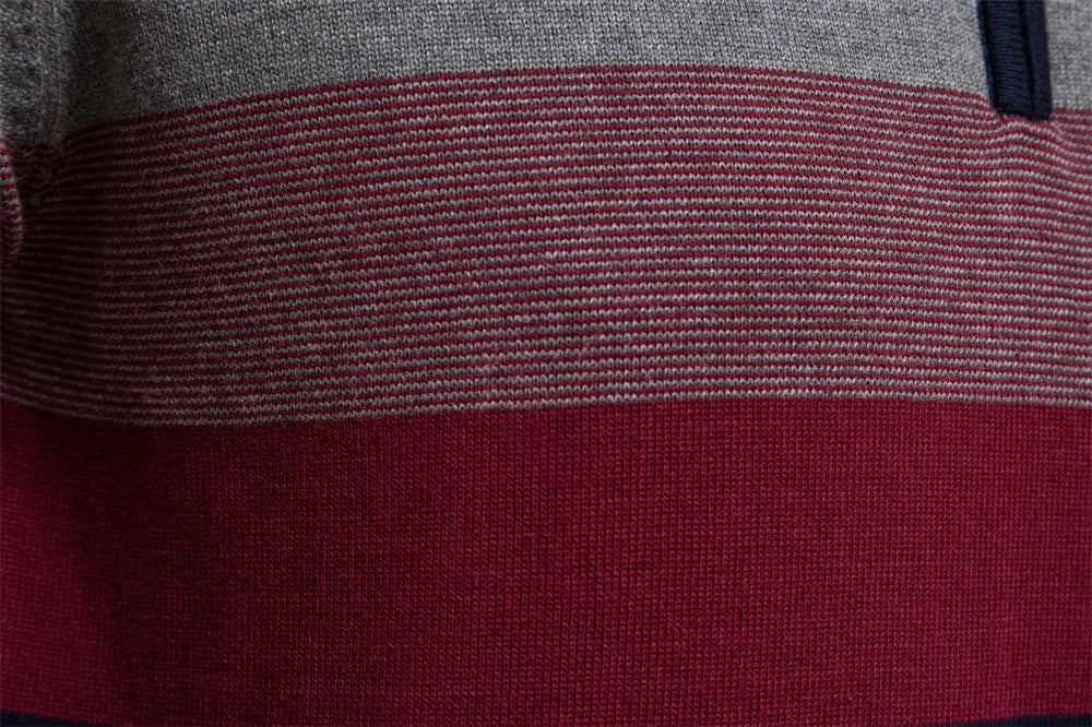 Kaden | Men's Quarter Zip Striped Sweater - Image 5