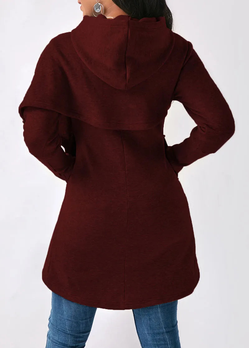 Doris | Women's Long Sleeve Wrap Front Hoodie - Image 2