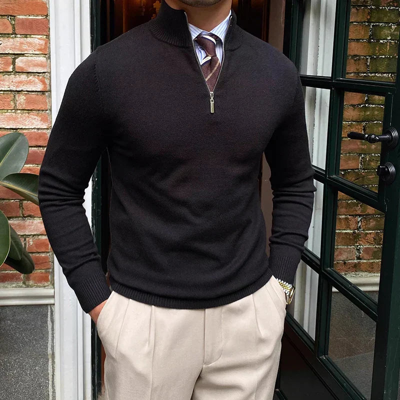 Shawn | Men's Mock Neck Quarter Zip Sweater - Image 1