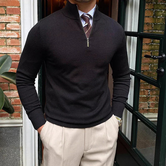 Shawn | Men's Mock Neck Quarter Zip Sweater - Image 1