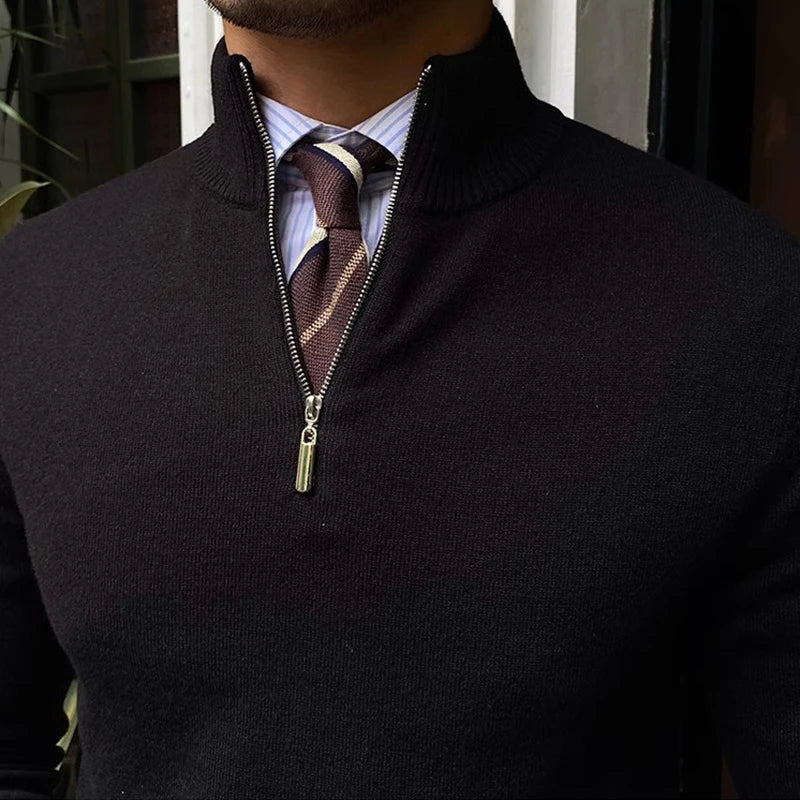 Shawn | Men's Mock Neck Quarter Zip Sweater - Image 2
