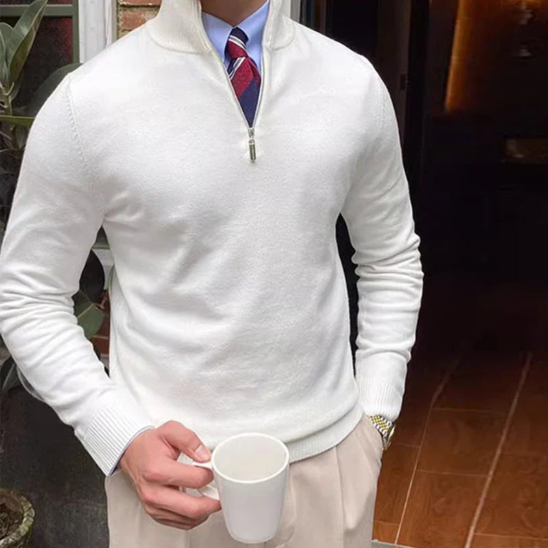 Shawn | Men's Mock Neck Quarter Zip Sweater - Image 3