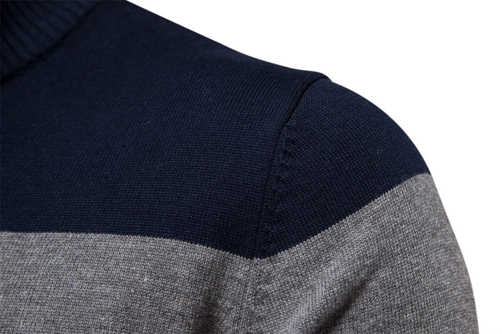 Kaden | Men's Quarter Zip Striped Sweater - Image 4