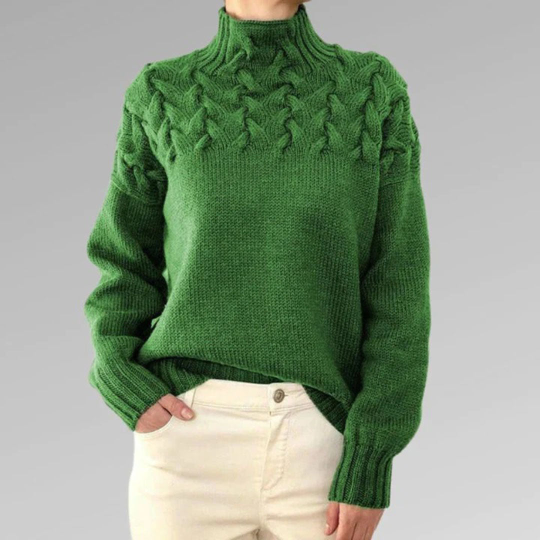 Rochelle | Women's Turtleneck Cable Knit Sweater - Image 3