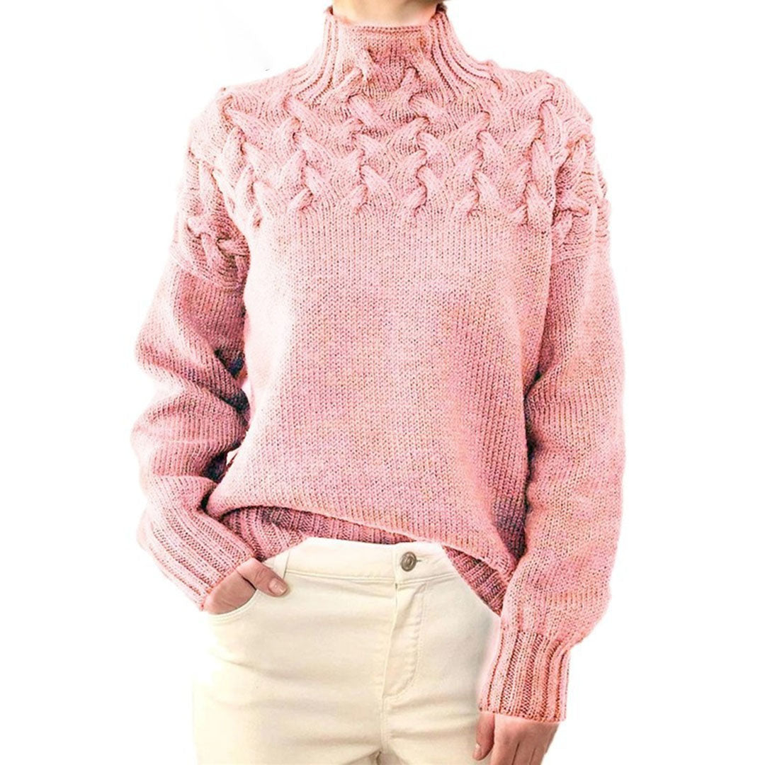 Rochelle | Women's Turtleneck Cable Knit Sweater - Image 2