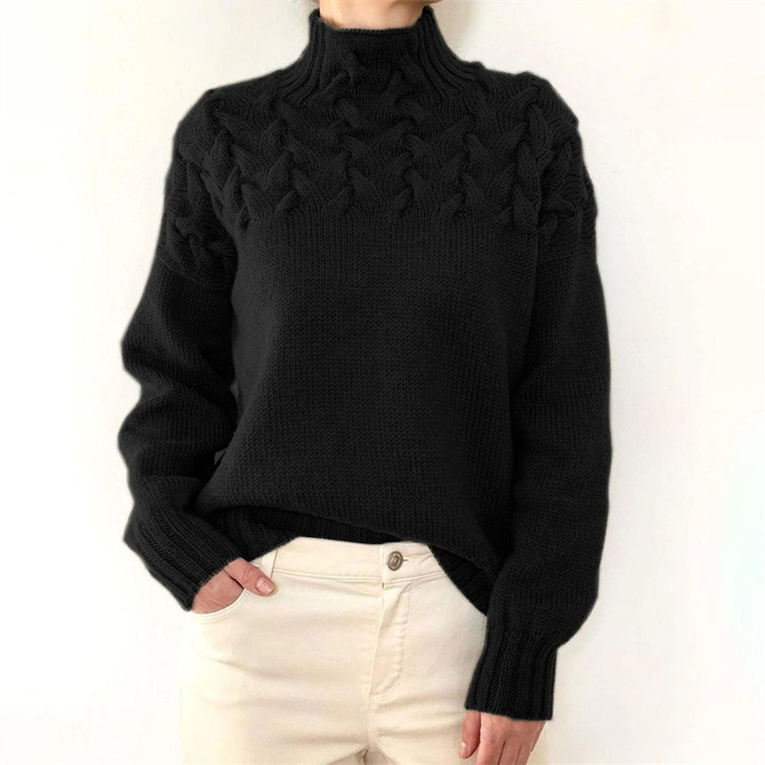 Rochelle | Women's Turtleneck Cable Knit Sweater - Image 6