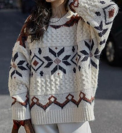 Zara | Women's Relaxed Fit Fair Isle Sweater - Image 1