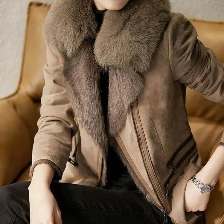 Shelby | Women's Fur Collar Zip Up Jacket - Image 1